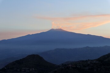 Castelmola - Fumate dell'Etna al tramonto