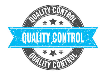 quality control round stamp with ribbon. label sign