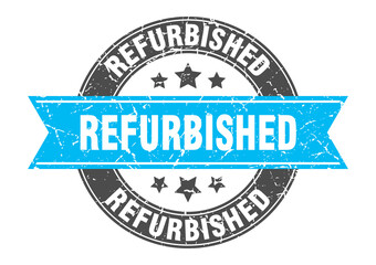 refurbished round stamp with ribbon. label sign