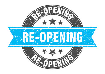 re-opening round stamp with ribbon. label sign