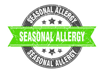 Obraz premium seasonal allergy round stamp with ribbon. label sign