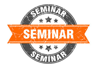 seminar round stamp with ribbon. label sign