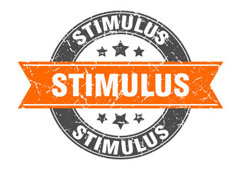 stimulus round stamp with ribbon. label sign