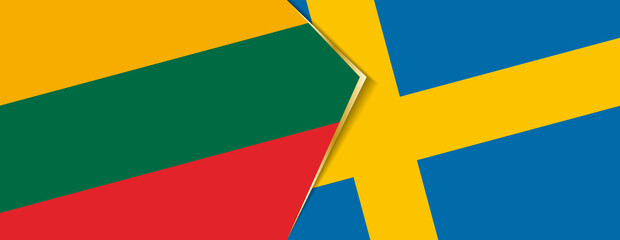 Lithuania and Sweden flags, two vector flags.