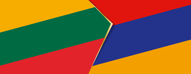 Lithuania and Armenia flags, two vector flags.