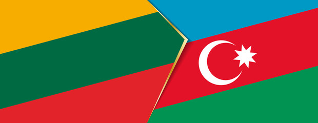 Lithuania and Azerbaijan flags, two vector flags.