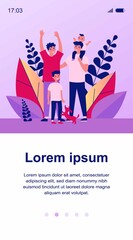 Happy homosexual couple with children and pet. Gay parents, family, happiness flat vector illustration. LGBT, equal rights, equality concept for banner, website design or landing web page