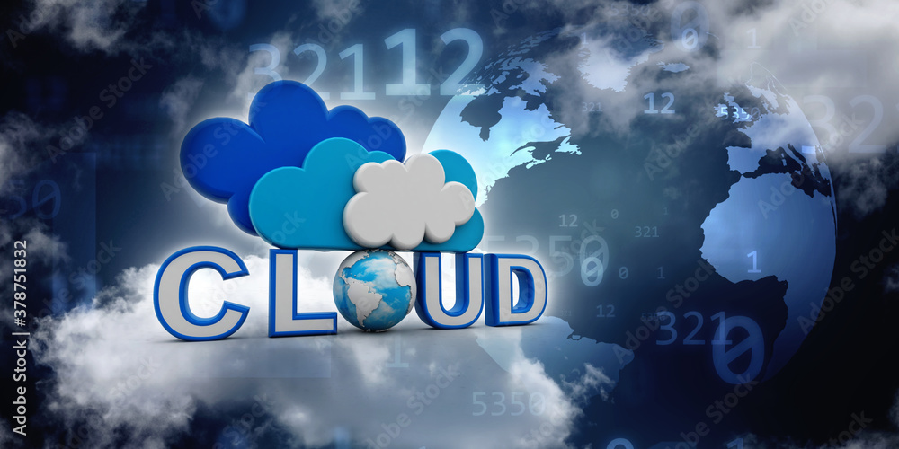 Poster 3d rendering technology cloud computing