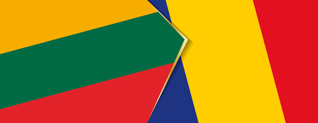 Lithuania and Romania flags, two vector flags.