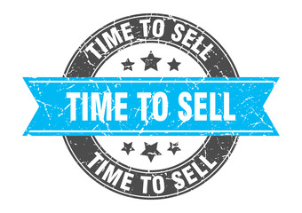 time to sell round stamp with ribbon. label sign