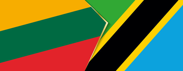 Lithuania and Tanzania flags, two vector flags.