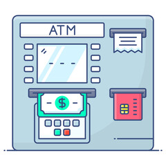 
An icon design of instant banking, editable vector of atm  
