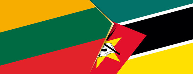 Lithuania and Mozambique flags, two vector flags.
