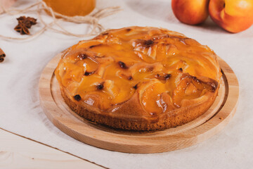 delicious natural homemade peach apricot cinnamon and honey pie 