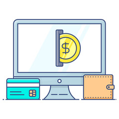 
Dollar inside monitor, payment gateway in modern style 
