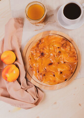 delicious natural homemade peach apricot cinnamon and honey pie 