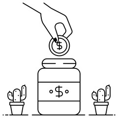 
Hand giving dollar coin, icon of donation
