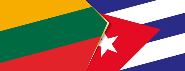 Lithuania and Cuba flags, two vector flags.