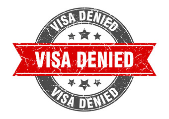 Obraz premium visa denied round stamp with ribbon. label sign