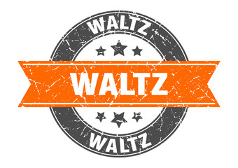 waltz round stamp with ribbon. label sign