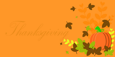Naklejka premium Thanksgiving background pumpkins and fallen leaves on a popular trendy backdrop. Thanksgiving and Halloween concept. Copy space for text and design