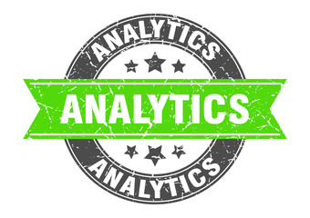 analytics round stamp with ribbon. label sign