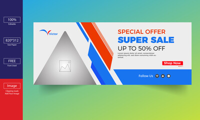 Super sale web banner ad design template