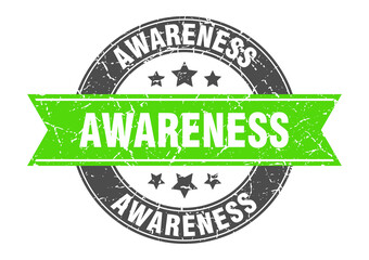 awareness round stamp with ribbon. label sign
