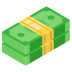 
Capital banknotes, cash paper money isometric icon 
