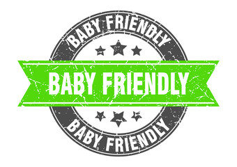 baby friendly round stamp with ribbon. label sign
