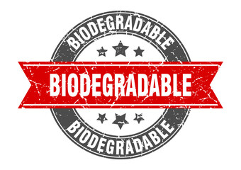 Fototapeta premium biodegradable round stamp with ribbon. label sign