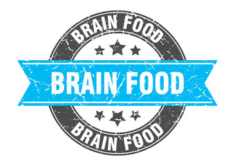 Obraz premium brain food round stamp with ribbon. label sign