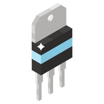 Darlington Transistor Concept, Isometric Icon Of Voltage Regulator 