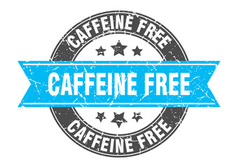 Obraz premium caffeine free round stamp with ribbon. label sign