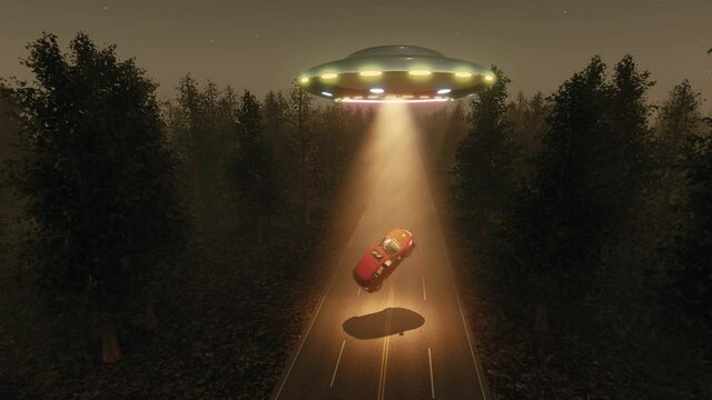 Car flying saucer alien UFO technology science 4k