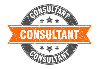 consultant round stamp with ribbon. label sign