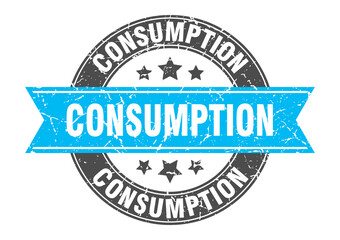 consumption round stamp with ribbon. label sign