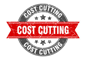 cost cutting round stamp with ribbon. label sign