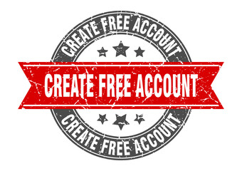 create free account round stamp with ribbon. label sign