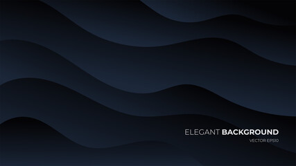 Abstract wavy luxury dark blue background. Illustration vector for poster, flyer, digital board and concept design. Minimalist elegant premium design.