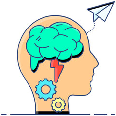 
Solve a problem using brainstorming, editable flat vector 
