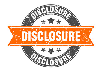 disclosure round stamp with ribbon. label sign