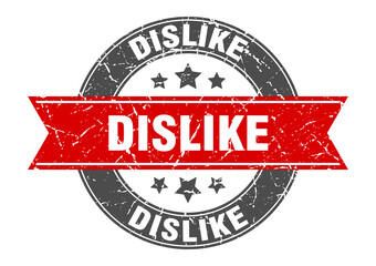 dislike round stamp with ribbon. label sign