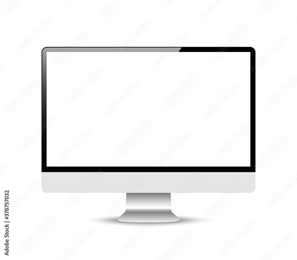 Poster realistic computer or pc monitor isolated on background. vector mockup.