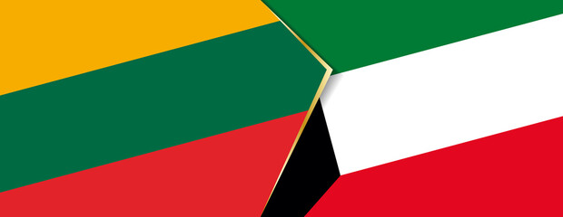 Lithuania and Kuwait flags, two vector flags.