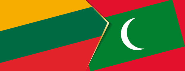 Lithuania and Maldives flags, two vector flags.