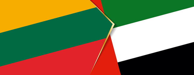 Lithuania and United Arab Emirates flags, two vector flags.