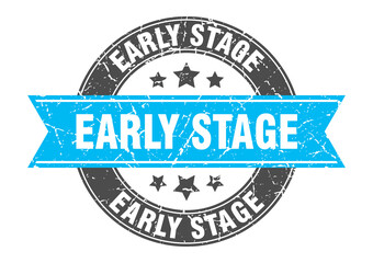 early stage round stamp with ribbon. label sign