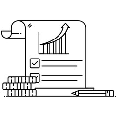 
An icon of financial reporting in modern flat style 
