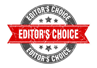 editor's choice round stamp with ribbon. label sign